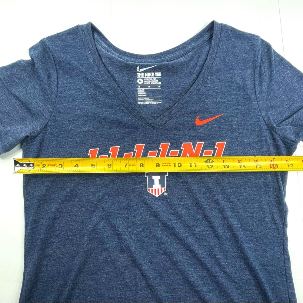 NWT NIKE "The New Tee" Women Heather Navy Blue Illini T-Shirt V-Neck Size Medium - Picture 8 of 9